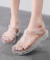 Boho Splicing Hollow Out Flache, klare Sandalen Weiß